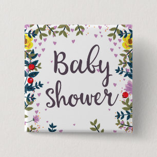 Macaron Carré 5 Cm Baby shower Floral Invitation