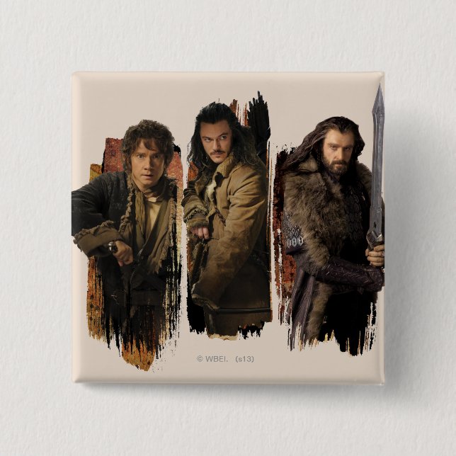 MACARON CARRÉ 5 CM BAGGINS™, BARD THE BOWMAN™ & THORIN OAKENSHIELD™ (Devant)