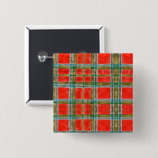 Macaron Carré 5 Cm BAIN MAC Carré TARTAN Bouton Pin (Devant & derrière)
