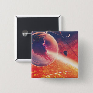 Macaron Carré 5 Cm Ballon à air chaud extrême sur un paysage infernal