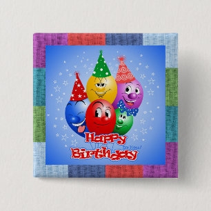 Macaron Carré 5 Cm Ballons d'anniversaire joyeux