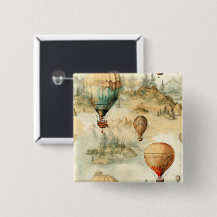 Macaron Carré 5 Cm Balloon vintage à air chaud dans un paysage serein