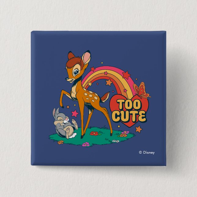 Macaron Carré 5 Cm Bambi et ses amis | Trop mignon (Devant)