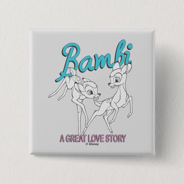 Macaron Carré 5 Cm Bambi & Faline "Une grande histoire d'amour" (Devant)