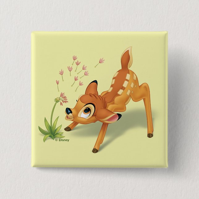 Macaron Carré 5 Cm Bambi regarde les graines de pissenlit volée (Devant)