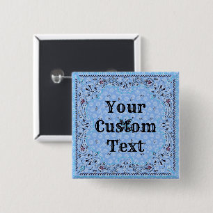 Macaron Carré 5 Cm Bandana Bleue Paisley Ouest