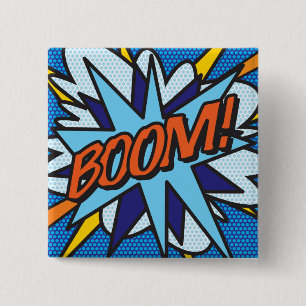 Macaron Carré 5 Cm Bande dessinée Pop Art BOOM!