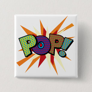 Macaron Carré 5 Cm Bande dessinée Pop Art POP