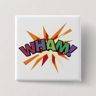 Macaron Carré 5 Cm Bande dessinée Pop Art WHAM!