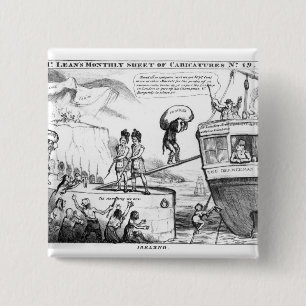 Macaron Carré 5 Cm Bande dessinée satirique au sujet de l'état de