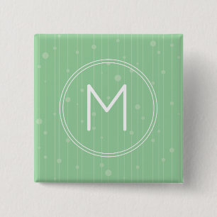 Macaron Carré 5 Cm Bandes et points verts à la menthe, monogramme per