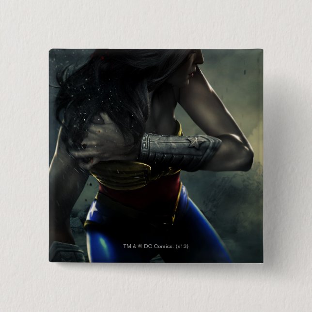 Macaron Carré 5 Cm Bannière : Wonder Woman, Harley (Devant)