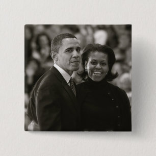 Macaron Carré 5 Cm Barack et bouton de Michelle Obama