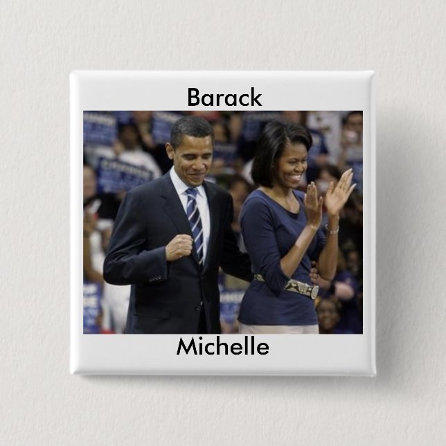 Macaron Carré 5 Cm Barack et bouton de Michelle Obama (Devant)