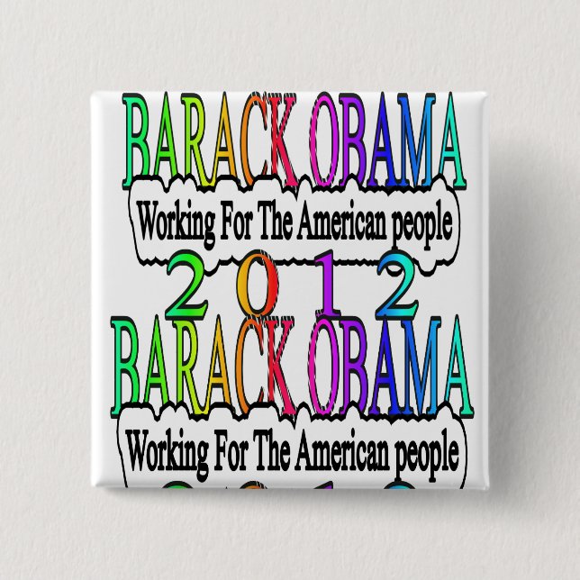 MACARON CARRÉ 5 CM BARACK OBAMA 2012 (Devant)