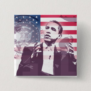 Macaron Carré 5 Cm Barack Obama - Bouton