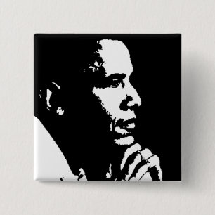 Macaron Carré 5 Cm Barack Obama - Profil noir et blanc