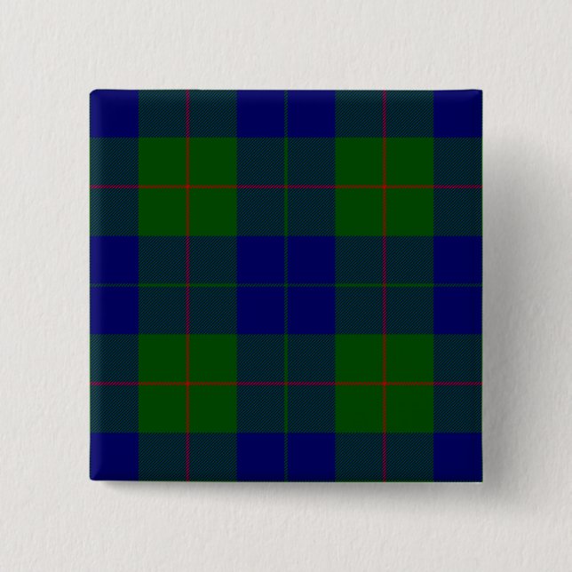 Macaron Carré 5 Cm Barclay tartan bleu vert plaid (Devant)