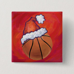 Macaron Carré 5 Cm Basket-ball à Santa Hat