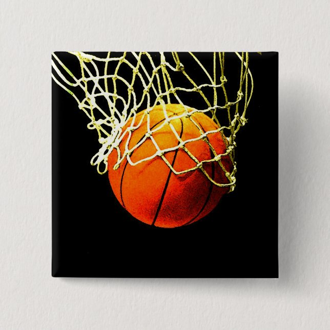 Macaron Carré 5 Cm Basket-ball I Love (Devant)