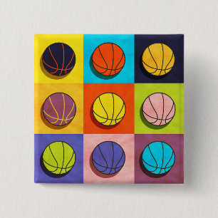 Macaron Carré 5 Cm Basket-ball Pop Art