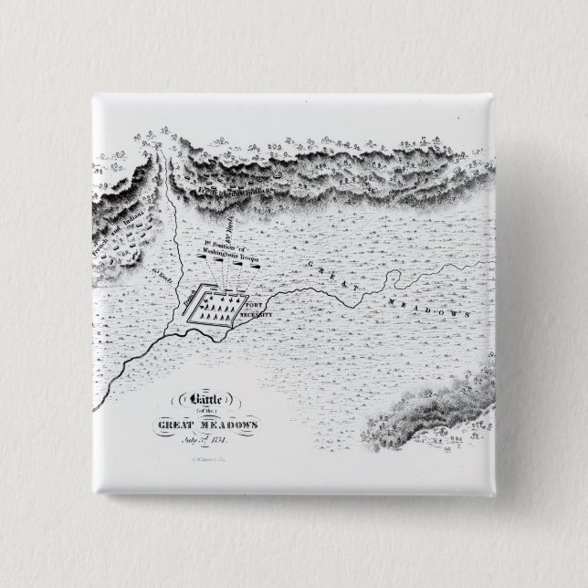 Macaron Carré 5 Cm Bataille des grands prés, le 3 juillet 1754 (Devant)
