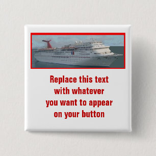 Macaron Carré 5 Cm Bateau de croisière Button-CIM1a personnalisable