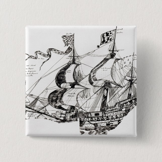 Macaron Carré 5 Cm Bateau de Jacques Cartier, 'Rarete Indes (Devant)