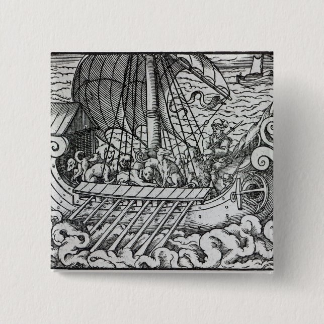 Macaron Carré 5 Cm Bateau de Viking (Devant)