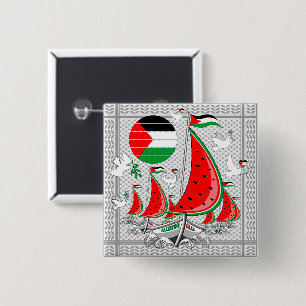 Macaron Carré 5 Cm Bateaux de la Flottille de la Liberté Mondiale à G