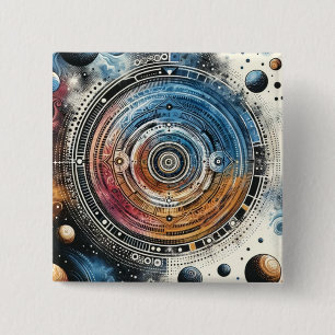 Macaron Carré 5 Cm Batik futuriste Art cosmique - Design spatial