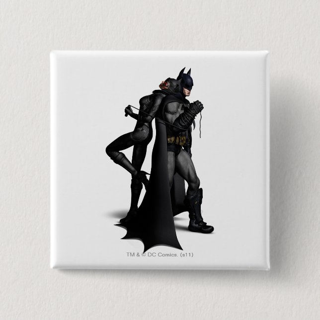 Macaron Carré 5 Cm Batman Arkham City | Batman et Catwoman (Devant)