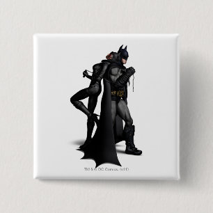 Macaron Carré 5 Cm Batman Arkham City   Batman et Catwoman