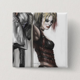 Macaron Carré 5 Cm Batman Arkham City   Harley Quinn Illustration