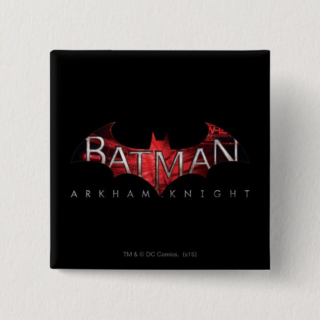 Macaron Carré 5 Cm Batman Arkham Knight Logo rouge (Devant)
