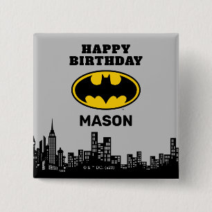 Macaron Carré 5 Cm Batman - Gotham City   Anniversaire