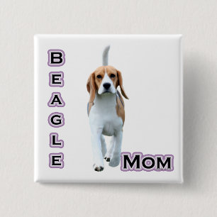 Macaron Carré 5 Cm Beagle Maman 4 - Bouton