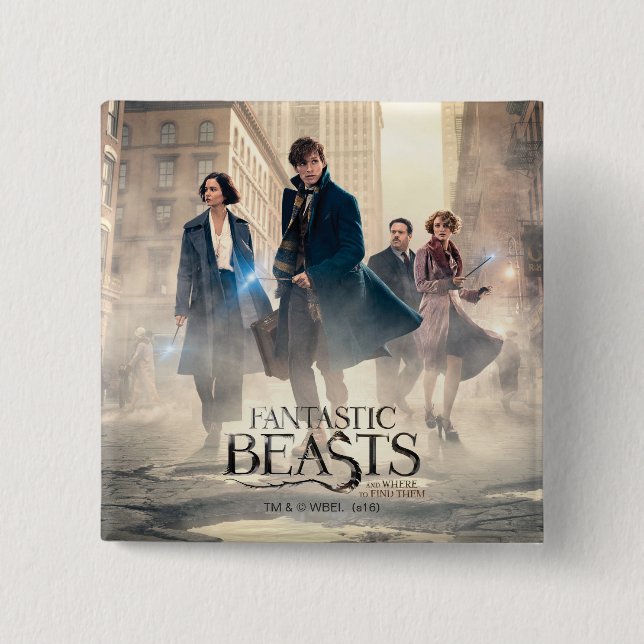 Macaron Carré 5 Cm BEASTS FANTASTIQUES ET OÙ LES TROUVER™ City Fog (Devant)