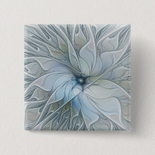 Macaron Carré 5 Cm Beauté Élégante Fleur d'Art Abstrait Moderne Fract