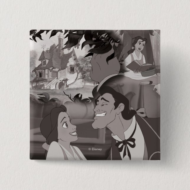 Macaron Carré 5 Cm Beauté et bête| Belle et Gaston (Devant)