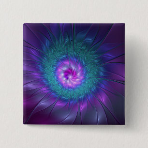 Macaron Carré 5 Cm Beauté florale abstraite Art fractal coloré Fleur