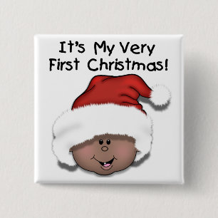 Macaron Carré 5 Cm Bébé afro-américain 1er Noël