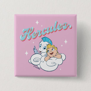 Macaron Carré 5 Cm Bébé Hercule et Pégase sur un bouton de nuage