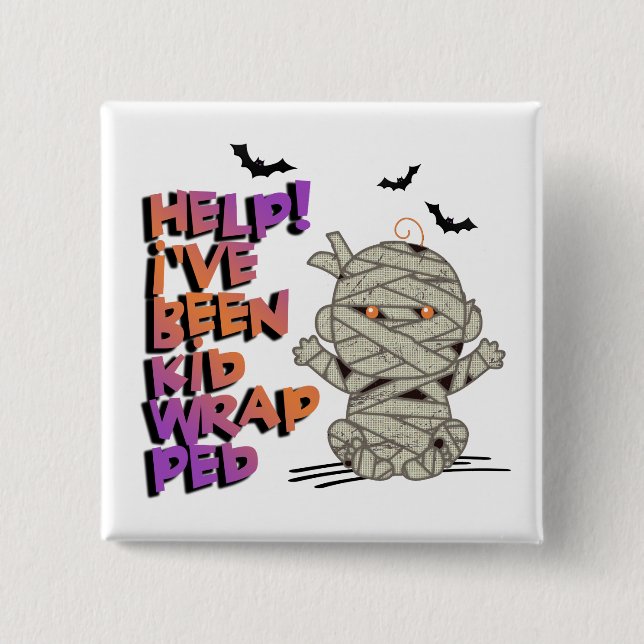 Macaron Carré 5 Cm Bébé momie enveloppé Funny ID683 (Devant)