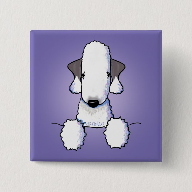 Macaron Carré 5 Cm Bedlington Terrier (Devant)
