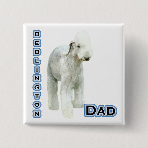 Macaron Carré 5 Cm Bedlington Terrier Papa 4 - Bouton