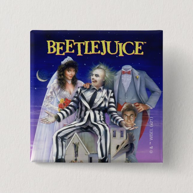 Macaron Carré 5 Cm Beetlejus | Affiche théâtrale (Devant)