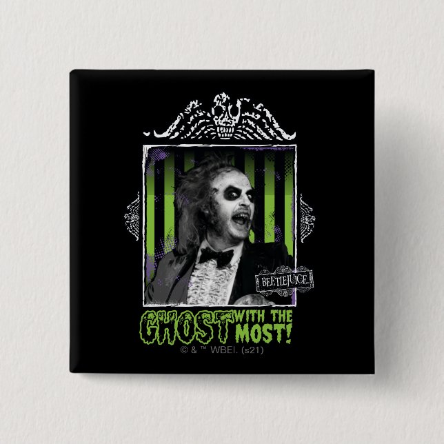 Macaron Carré 5 Cm Beetlejus | Portrait "Ghost With the Most" (Devant)