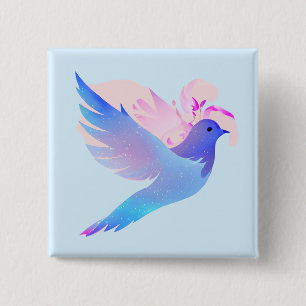 Macaron Carré 5 Cm Belle Aquarelle Bleue