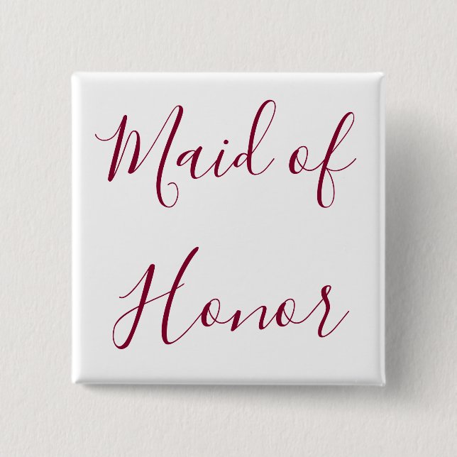 Macaron Carré 5 Cm Belle femme d'honneur Bourgogne et blanche (Devant)